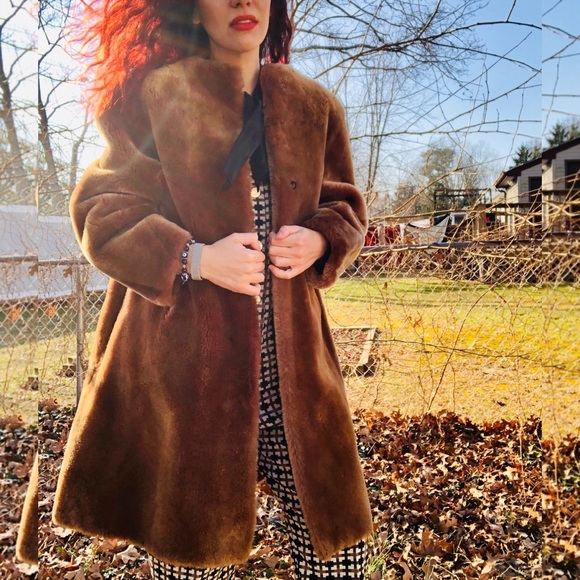 Vintage Teddy Bear Coat Dyed Lamb Fur Winter - Picture 4 of 8